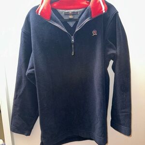 Vintage Tommy Hilfiger Navy Quarter-Zip Pullover with Red Collar